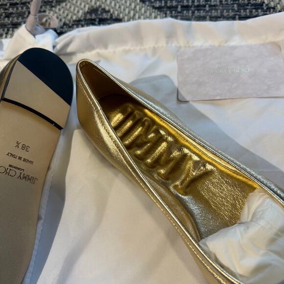 Jimmy Choo Elme Flat Gold Size 38.5 - Picture 10 of 10